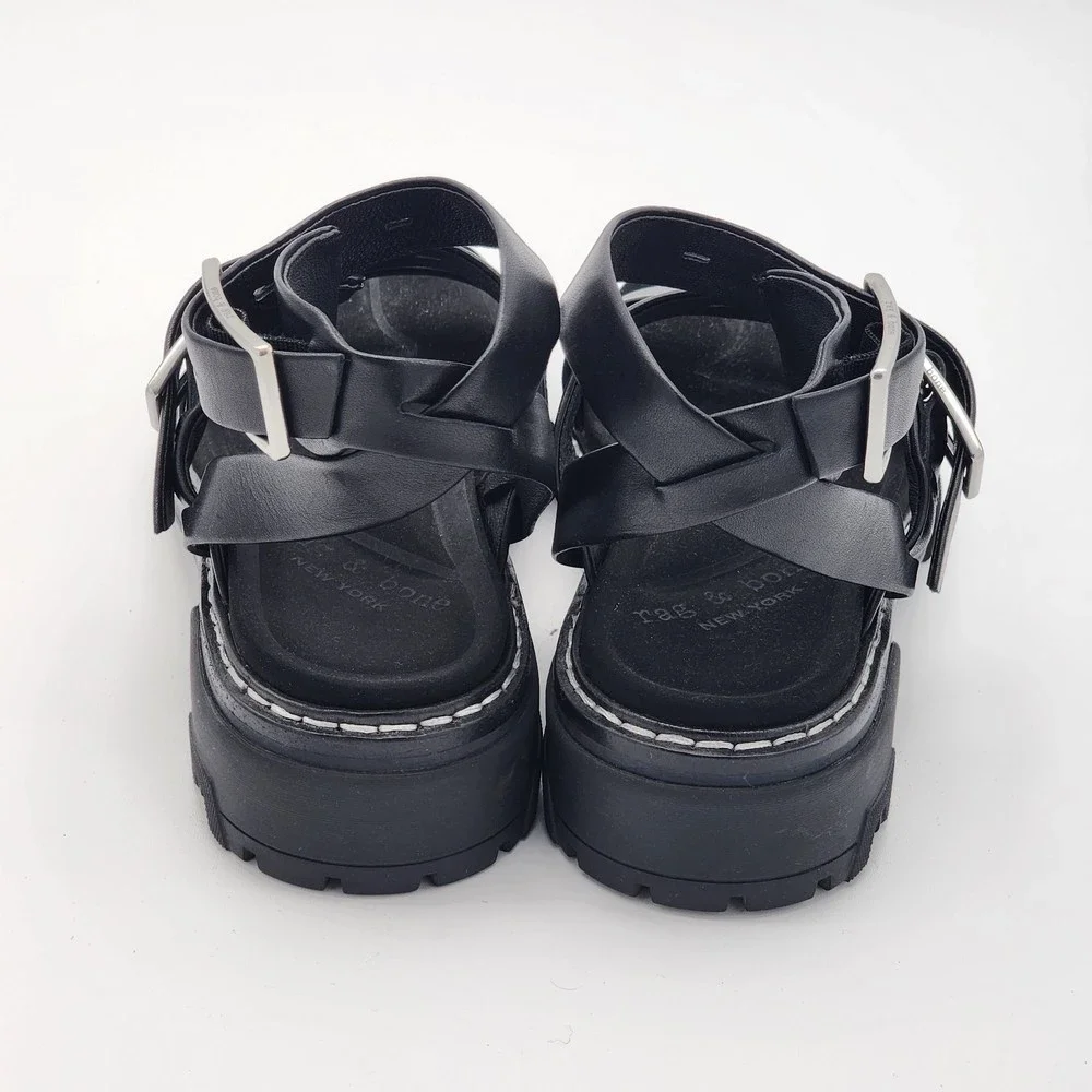 Rag & Bone Shiloh Leather Multi-Strap Sandals Black Size 38 EU - Picture 5 of 7